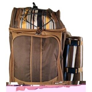 Hap Tim Picnic Basket Backpack for 2 Person with 2 Insulated Cooler Compartme...